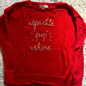 Red Sweater with Gold Sparkle Pop Shine Design